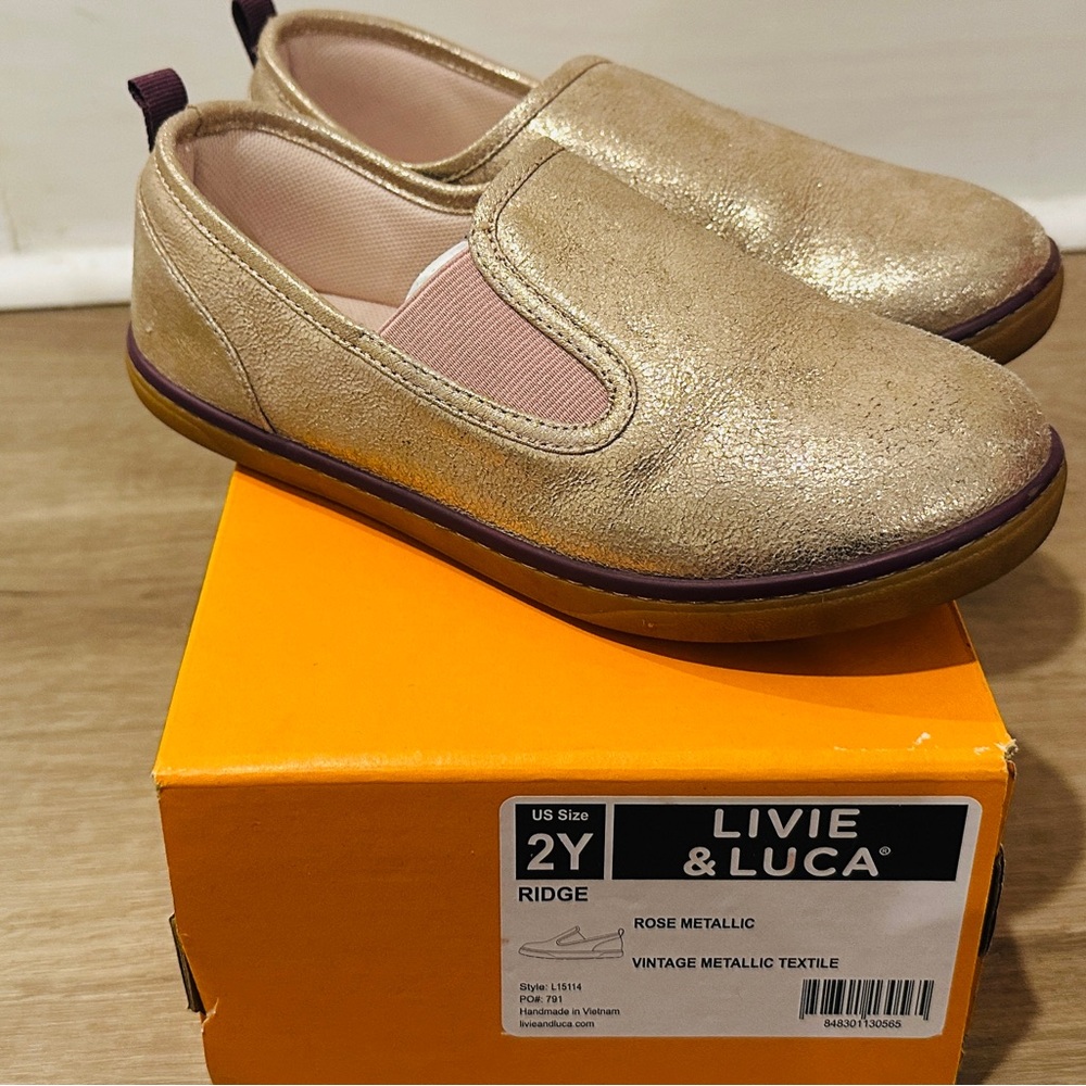 Livie & Luca Girls Rose Metallic Slide-on shoes - Picture 3 of 8